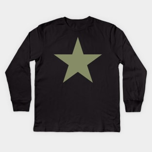 Green Tactical five-pointed star Kids Long Sleeve T-Shirt